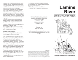 Lamine River Conservation Area Is a Transition of Deer, Turkey, Squirrel, and Rabbit Numbers, and Fair • Digging Roots Is Prohibited