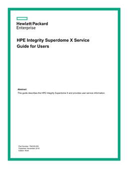 HPE Integrity Superdome X Service Guide for Users