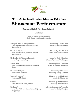 The Aria Institute: Mezzo Edition Showcase Performance