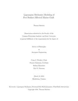 Lagrangian Mechanics Modeling of Free Surface-Affected Marine Craft