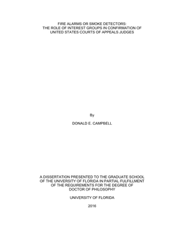 Fire Alarms Or Smoke Detectors: the Role of Interest Groups in Confirmation of United States Courts of Appeals Judges