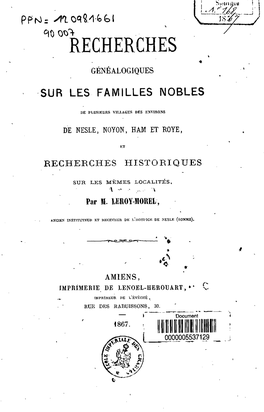 Recherches Genealogiques Sur Les Familles Nobles De Plusieurs