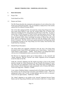 Page 1/6 PROJECT PROFILE for – NORTH ISLAND LINE (NIL) 1