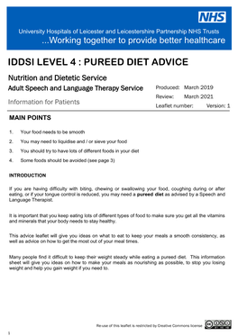 Pureed Diet Advice