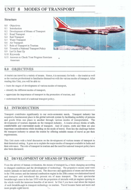 Unit 8 Modes of Transport