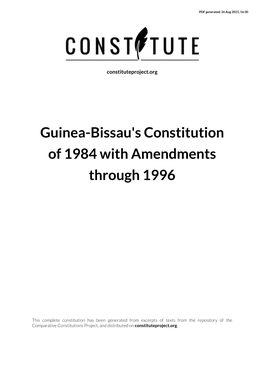 Guinea-Bissau's Constitution of 1984 with Amendments Through 1996