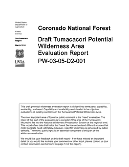 Tumacacori Potential March 2010 Wilderness Area Evaluation Report