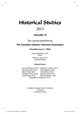 Hist Studies Vol 79 Anglais)