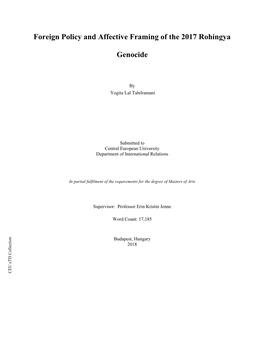 Foreign Policy and Affective Framing of the 2017 Rohingya Genocide