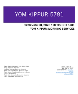 Yom Kippur 5781