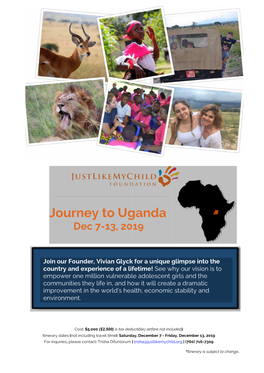 Journey to Uganda Dec 7-13, 2019