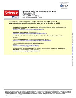 A Physical Map of the 1-Gigabase Bread Wheat Chromosome 3B Etienne Paux, Et Al