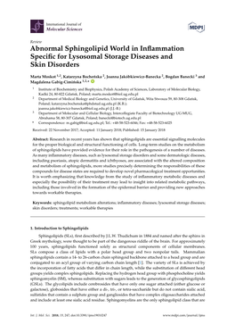 Abnormal Sphingolipid World in Inflammation Specific for Lysosomal