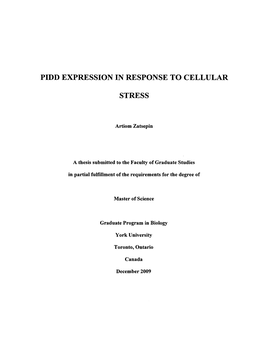 Pidd Expression in Response to Cellular Stress