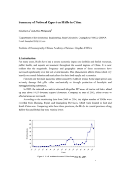 Summary of National Report on Habs in China