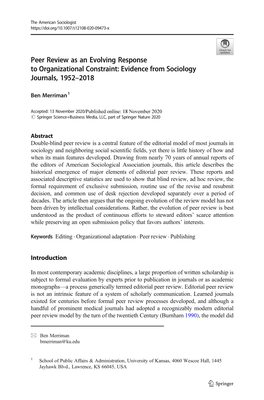 Evidence from Sociology Journals, 1952–2018