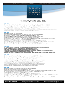 Community Events 2003-2015