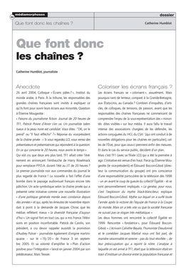 Que Font Donc Les Chaînes ? Catherine Humblot Que Font Donc Les Chaînes ?