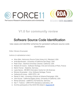 Software Source Code Identification Use Cases and Identifier Schemes for Persistent Software Source Code Identification