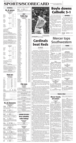 Boyle Downs Catholic 3-1 Mercer Tops Southwestern Cardinals Beat