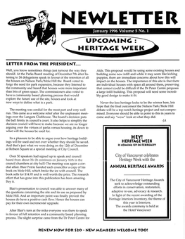 HVS Newsletters 1996