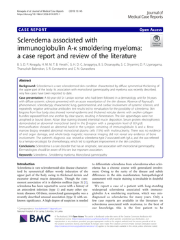 Scleredema Associated with Immunoglobulin A-Κ Smoldering Myeloma: a Case Report and Review of the Literature B