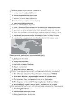 In the Map Shown, the Dotted Line Approximates the Path of A. The