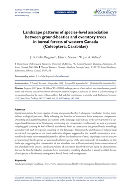 Landscape Patterns of Species-Level Association Between Ground-Beetles and Overstory Trees in Boreal Forests of Western Canada (Coleoptera, Carabidae)