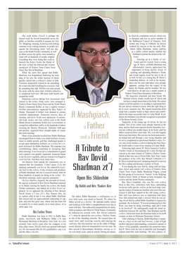 A Mashgiach, a Father a Tribute to Rav Dovid Sharfman Zt”L