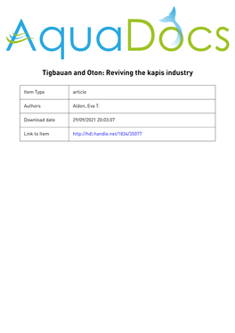 Tigbauan and Oton: Reviving the Kapis Industry
