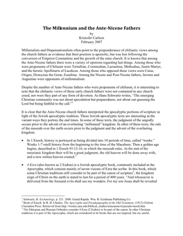 The Millennium and the Anti-Nicene Fathers