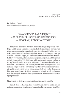 O Blaskach I Cieniach Katechezy W Szkolnej Rzeczywistości