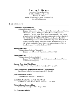 University of Chicago Law School 1111 East 60Th Street, Room 610 Chicago, IL 60637 Office: (773) 834-3255 | Cell: (914) 629-7352 Dhemel@Uchicago.Edu