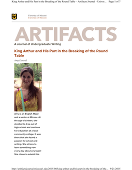 King Arthur and His Part in the Breaking of the Round Table – Artifacts Journal - Univer