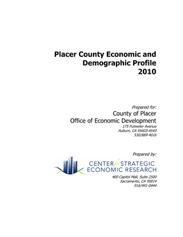 Placer County Economic and Demographic Profile 2010