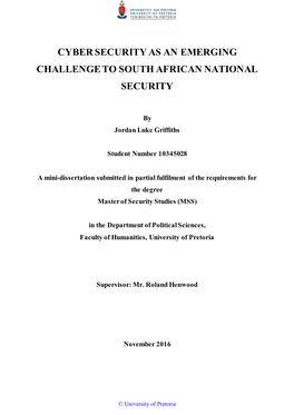 Cyber Security As an Emerging Challenge to South African National Security