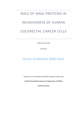 Role of Magi Proteins in Invasiveness of Human