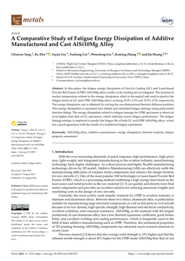 A Comparative Study of Fatigue Energy Dissipation of Additive Manufactured and Cast Alsi10mg Alloy