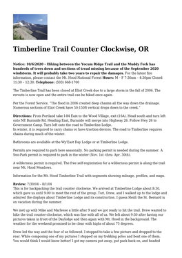 Timberline Trail Counter Clockwise, OR