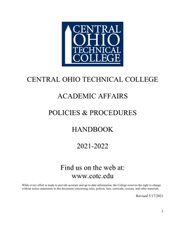 Central Ohio Technical College Academic Affairs