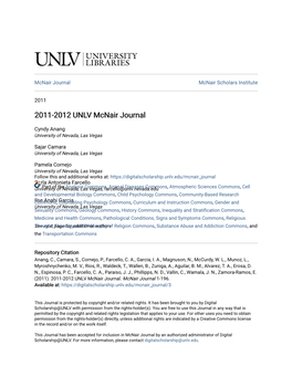 2011-2012 UNLV Mcnair Journal