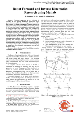 Robot Forward and Inverse Kinematics Research Using Matlab D