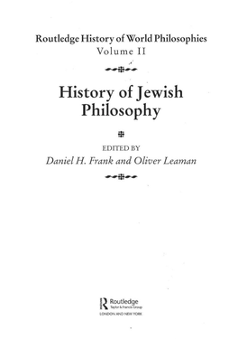 History of Jewish Philosophy