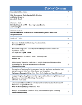 Table of Contents Inaugural Lecture 7 High Dimensional Clustering, Variable Selection and Social Networks 7