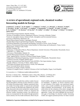 A Review of Operational, Regional-Scale, Chemical Weather Forecasting Models in Europe