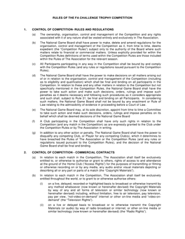 Rules of the Fa Challenge Trophy Competition 1