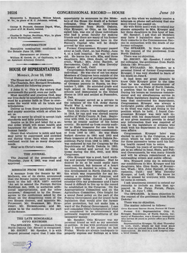 HOUSE of REPRESENTATIVES Congressman Krueger Was an Unusual Personal Friend of Former Congressman Individual