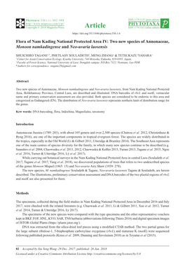 Flora of Nam Kading National Protected Area IV: Two New Species of Annonaceae, Monoon Namkadingense and Neo-Uvaria Laosensis