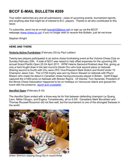 Bccf E-Mail Bulletin #209