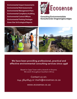 Contact Us On: 044 3840849 Or Mark@Ecosense.Co.Za Www